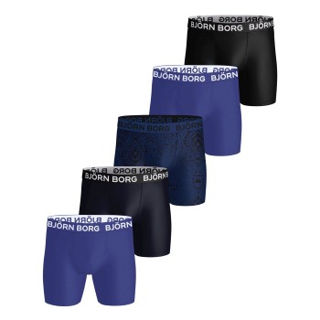 Björn Borg 5P Sports Microfiber Boxer Trunks Sort/Blå polyester Large Herre