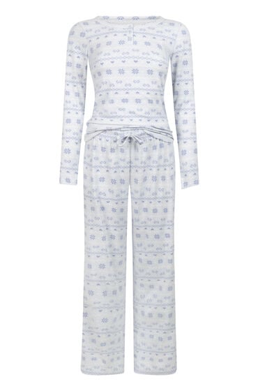 Hunkemöller Fairisle pyjamas i jersey Blå