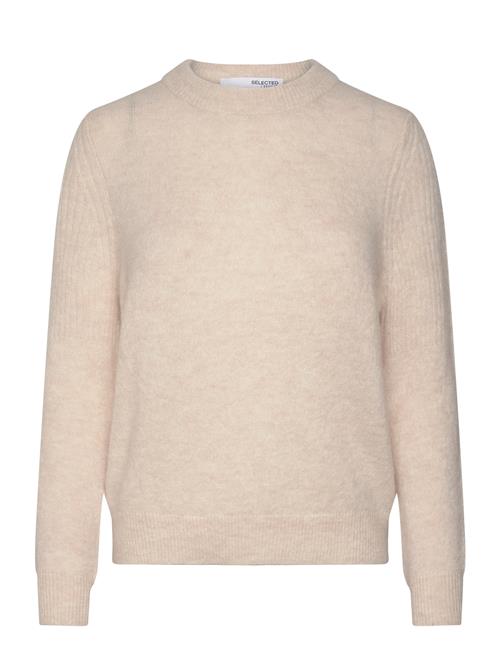 Slfsia Ras Ls Knit O-Neck Noos Selected Beige
