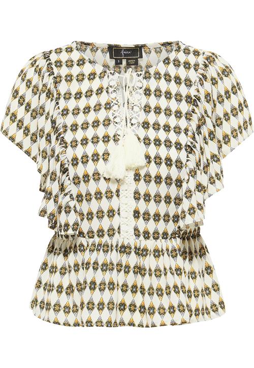 faina Bluse  cognac / gran / sort / hvid