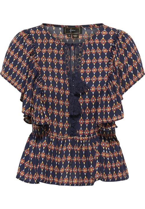 faina Bluse  marin / rustbrun / gul / hvid