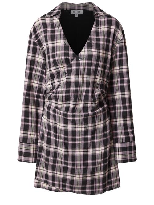 EDITED Kjole 'Calla'  pastelgrøn / blomme / sort