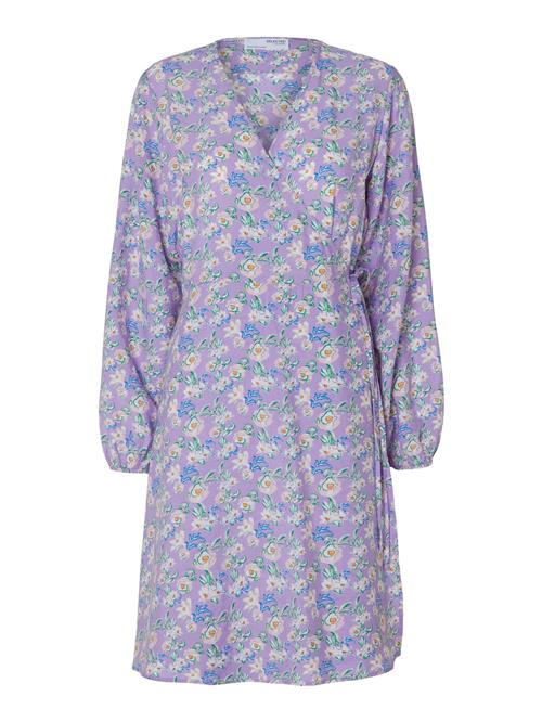 SELECTED Kjole 'Fiola'  mørkeblå / græsgrøn / lyselilla / pastelpink / hvid