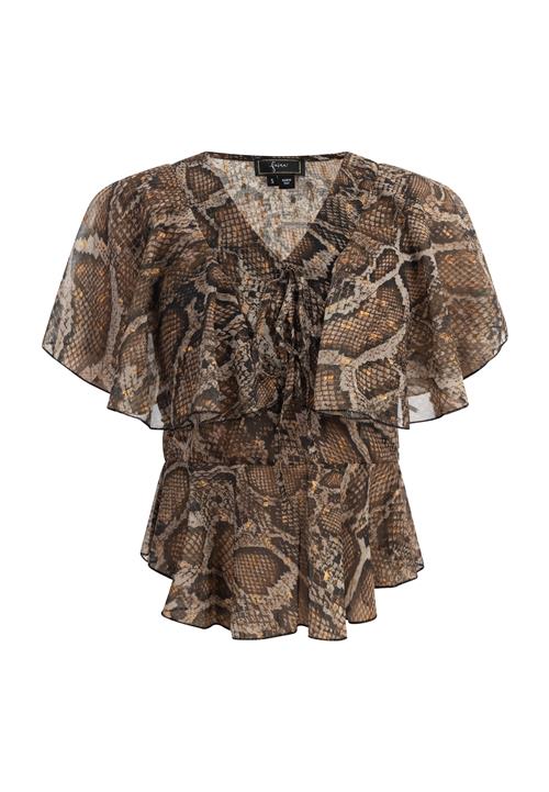 faina Bluse  mørkebeige / guld / taupe / sort