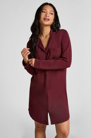 Hunkemöller Langærmet jerseyskjortekjole Essential Lilla