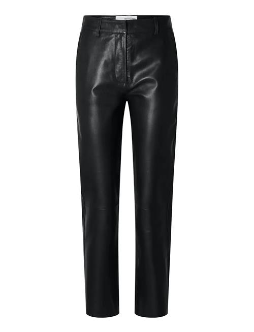 Slfmarie Mw Leather Pants B Noos Selected Black