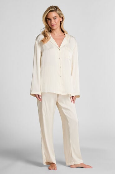 Hunkemöller Nålestribede satinbukser hvid