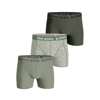 Björn Borg 3P Cotton Stretch Boxer 1721 Grøn Mønster bomuld Small Herre