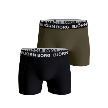 Björn Borg 2P Cotton Stretch Shorts 2112 Sort/Grøn bomuld Medium Herre