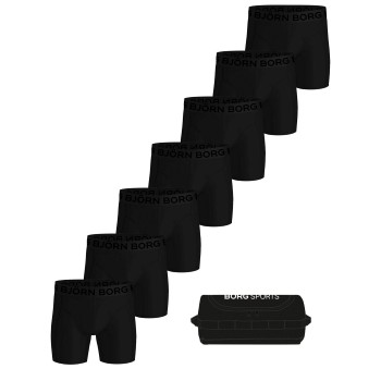 Björn Borg 7P Sports Lightweight Boxer Trunks Sort polyester Small Herre