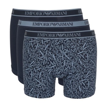 Emporio Armani Armani Logo Boxer With Long Leg 3P Blå bomuld Medium Herre