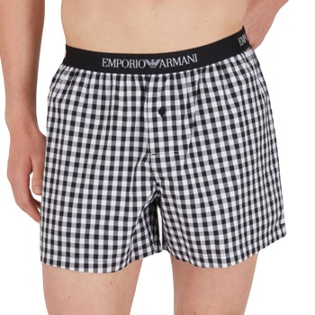 Emporio Armani Armani Woven Boxer Hvid/Sort bomuld Large Herre