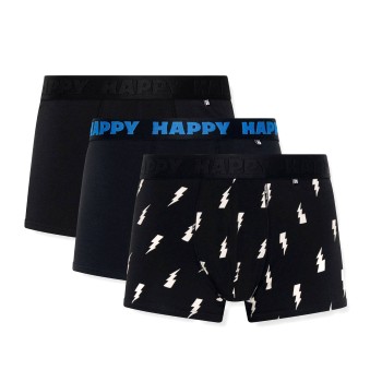 Happy socks 3P Black And White Boxershorts Sort bomuld Large Herre