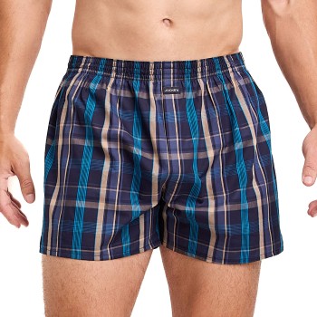 Jockey Woven Poplin Boxer Shorts Blå Mønster bomuld Large Herre