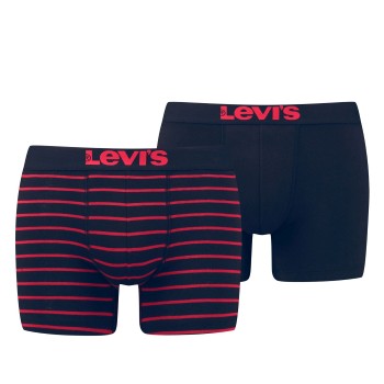 Levis 2P Base Stripe Boxer Sort/Rød bomuld Small Herre