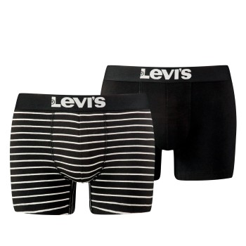 Levis 2P Base Stripe Boxer Sort/Hvid bomuld Medium Herre