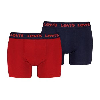 Levis 2P Repeat Logo Boxer Brief Sort/Rød bomuld Medium Herre
