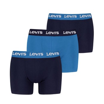 Levis 3P Repeat Logo Boxer Brief Multi Marine/Blå bomuld Large Herre