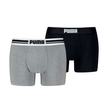 Puma 2P Everyday Placed Logo Boxer Sort/Grå bomuld Small Herre