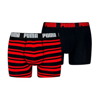 Puma 2P Heritage Stripe Boxer Sort/Rød bomuld Medium Herre