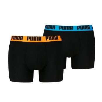 Puma 2P Men Everyday Basic Boxer Sort/Orange bomuld Medium Herre