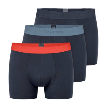 Schiesser 3P 95-5 Organic Cotton Woven Shorts Sort/Rød bomuld 3XL Herre