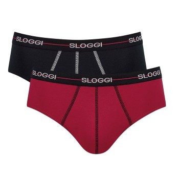 Sloggi 2P For Men Start Midi Rød/Sort bomuld Large Herre