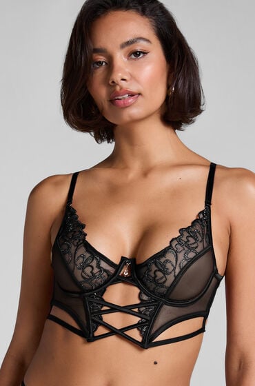 Hunkemöller Ikke-formstøbt longline bøjle-bh Scarlett Sort