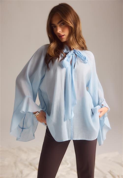 BUBBLEROOM Wide Sleeve Bow Blouse