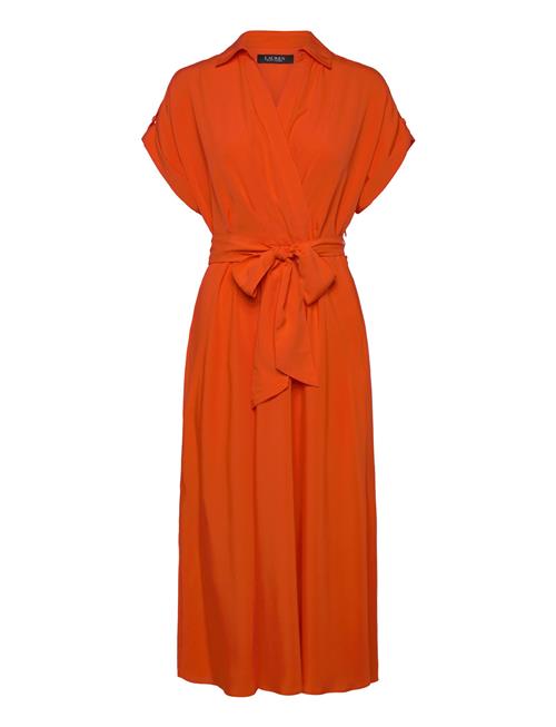 Belted Crepe Dress Lauren Ralph Lauren Orange