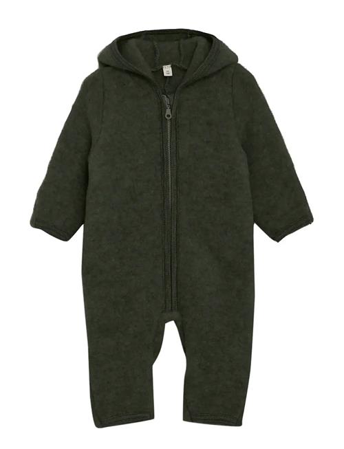 Pram Suit Ears Wool Fleece Huttelihut Green