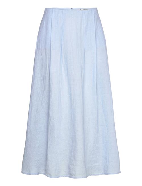 Linent Skirt With Pleat Detail Mango Blue