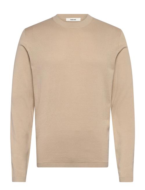 Slhravi Ls Knit Structure Crew Neck Selected Beige