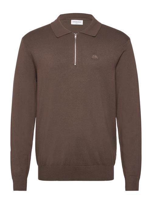 Ecovero L/S Zip Polo Lindbergh Brown