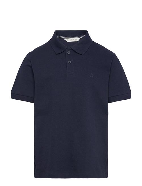 Short-Sleeved Cotton Polo Shirt Mango Navy