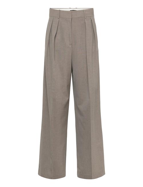 Wide Leg Wool-Blend Suit Trousers Mango Brown