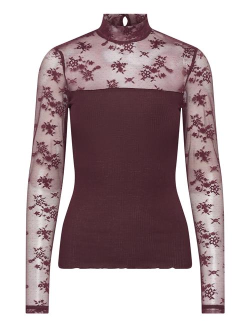 Rmwbalta Modal Ls T-Neck Full Lace RM By Rosemunde Burgundy