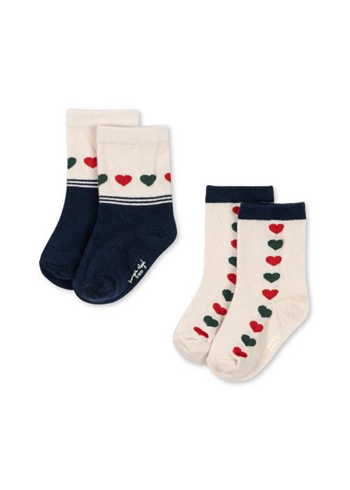 Konges Sløjd 2 Pack Jaquard Socks Heart Mix Heart Mix 22-24 EU  Rød  22-24 EU  kvinde