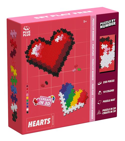 Plus-Plus Puzzle By Number Hearts Byggesæt One Size  Rød  One Size 5+ Years unisex