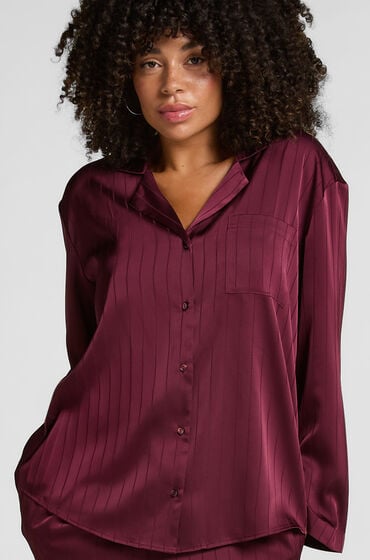 Hunkemöller Satinjakke med nålestriber Lilla