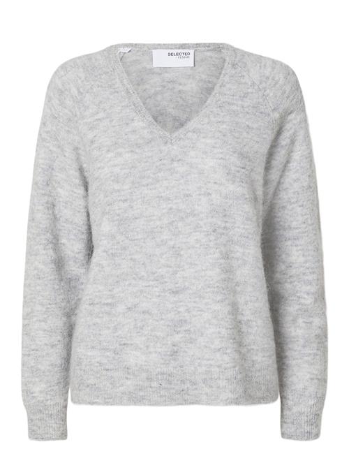 Slflulu New Ls Knit V-Neck B Noos Selected Grey