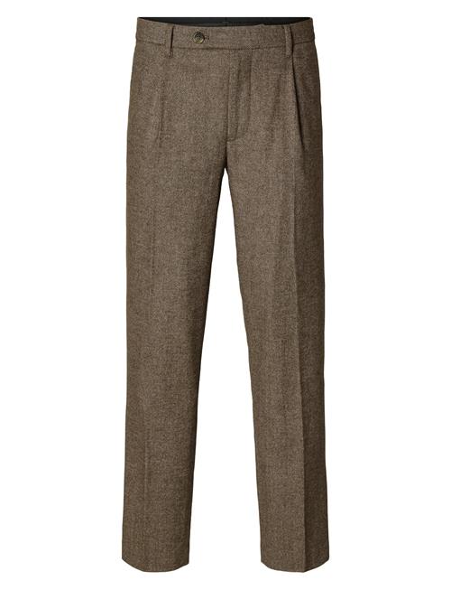 Slh196-Straight Alberto Wool Pant Selected Brown