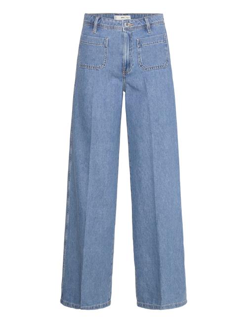 Wide Leg Jeans With Pockets Mango Blue