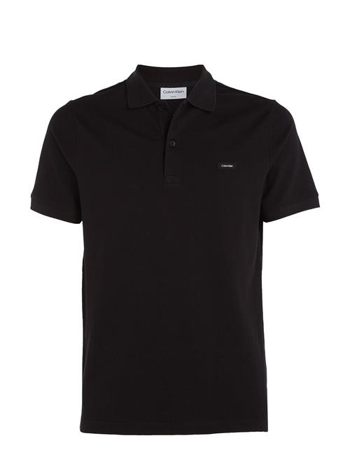 Stretch Pique Slim Button Polo Calvin Klein Black
