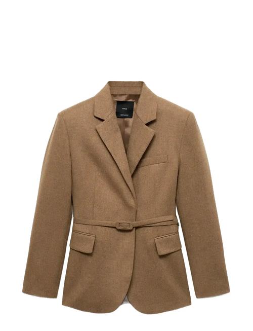 Wool-Blend Suit Blazer Mango Brown