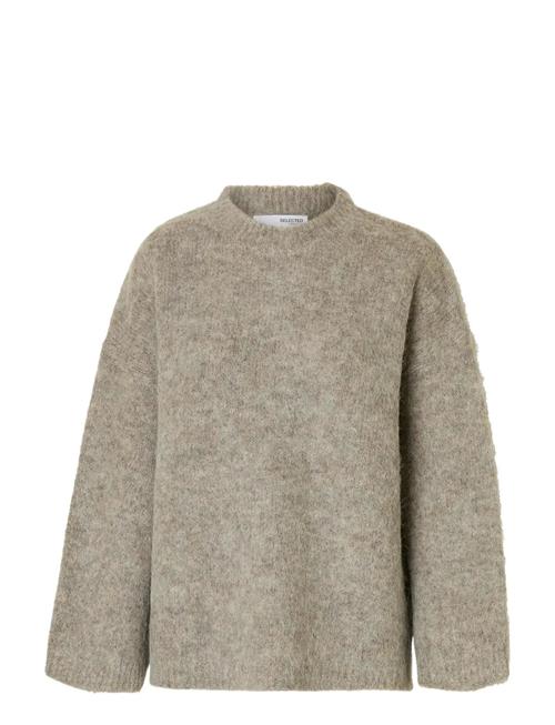 Slfgabriella Ls Knit New O-Neck Noos Selected Beige