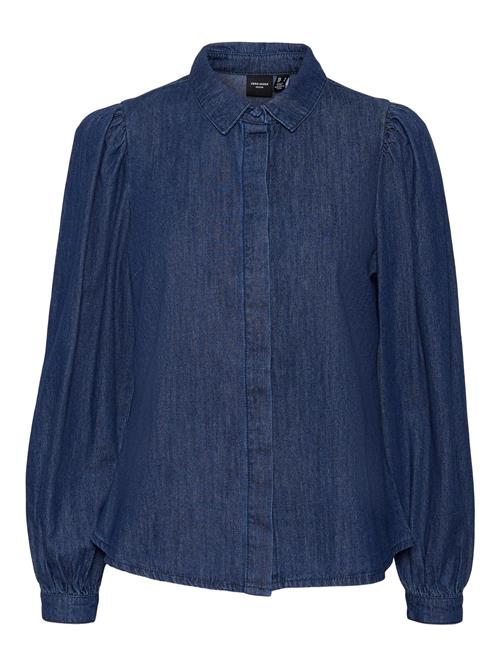 VERO MODA Bluse 'Nily'  blue denim / sort / hvid