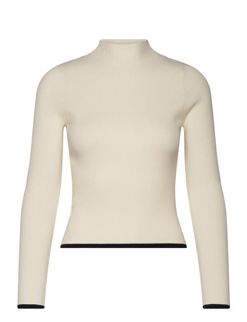 Ribbed Sweater With Perkins Neck Mango Cream