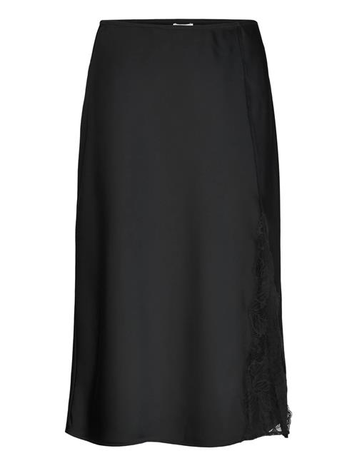 Matte Shine Satin Lace Trim Midi Calvin Klein Black