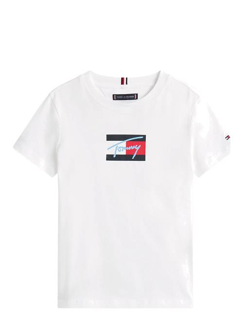 Tommy Script Flag Print Tee Ss Tommy Hilfiger White
